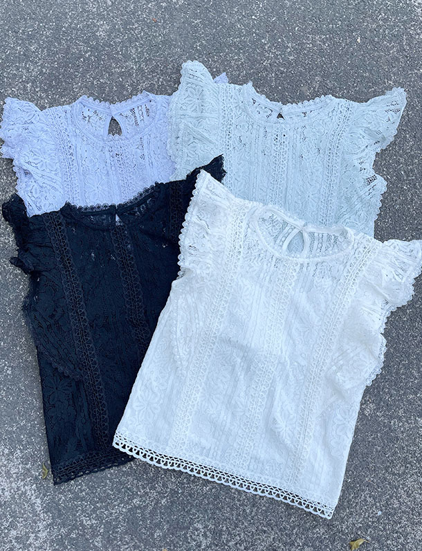 『　ただでさえ可愛いレーストップスにフリルデザインが鬼可愛い！　』綿混レースフリルスリーブトップス