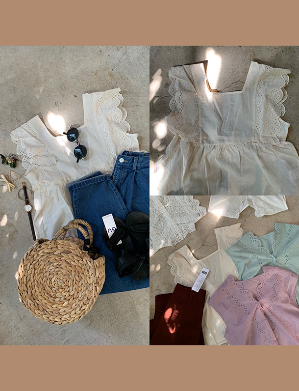 『　バズ確定！？ゆるふわ最高峰コットンレース×バックリボン最強すぎる！　』　バックリボンの超絶デザインブラウス。29240