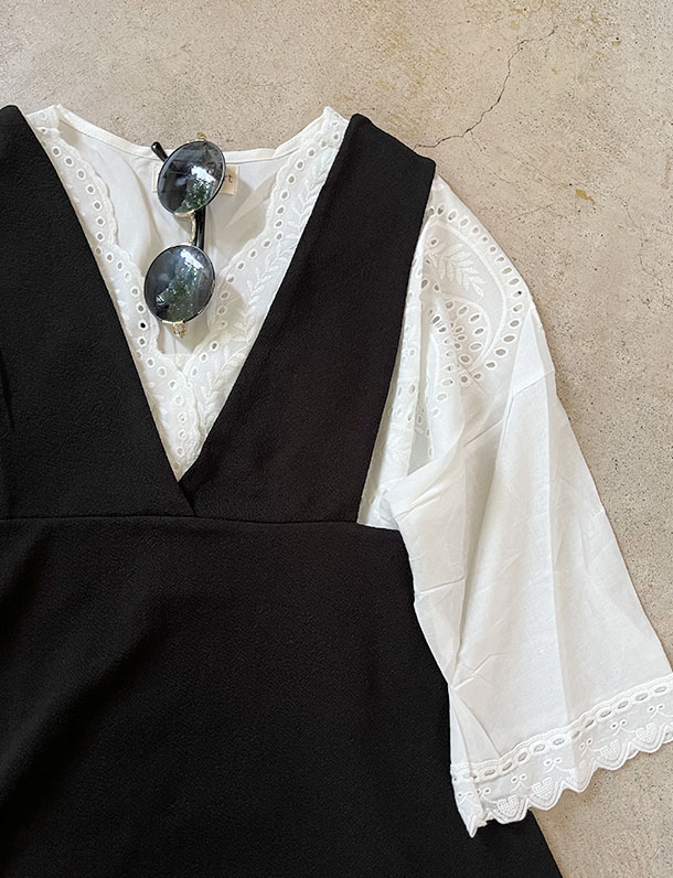 【重要/予約7月下旬入荷予定/着日指定不可】【イタフラバーゲン】★夏トク★　夏らしいスカラップ刺繍が涼しげで可愛い！7分袖ブラウス