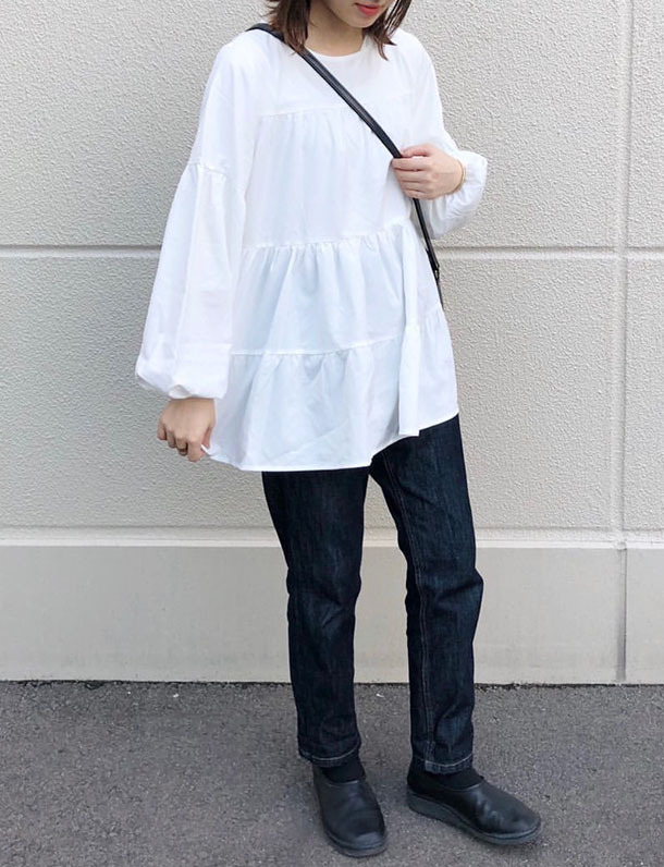 『　後ろ姿も可愛い！ゆるふわティアードで可愛く体型カバーにも！実績抜群すぎる！　』ふんわりティアードが可愛い！チュニック丈ブラウス