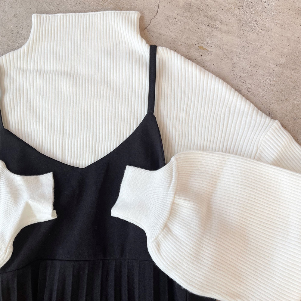 『　インスタサブ垢で大人気！　』  ふんわりスフレニットボトルネックニットプルオーバー