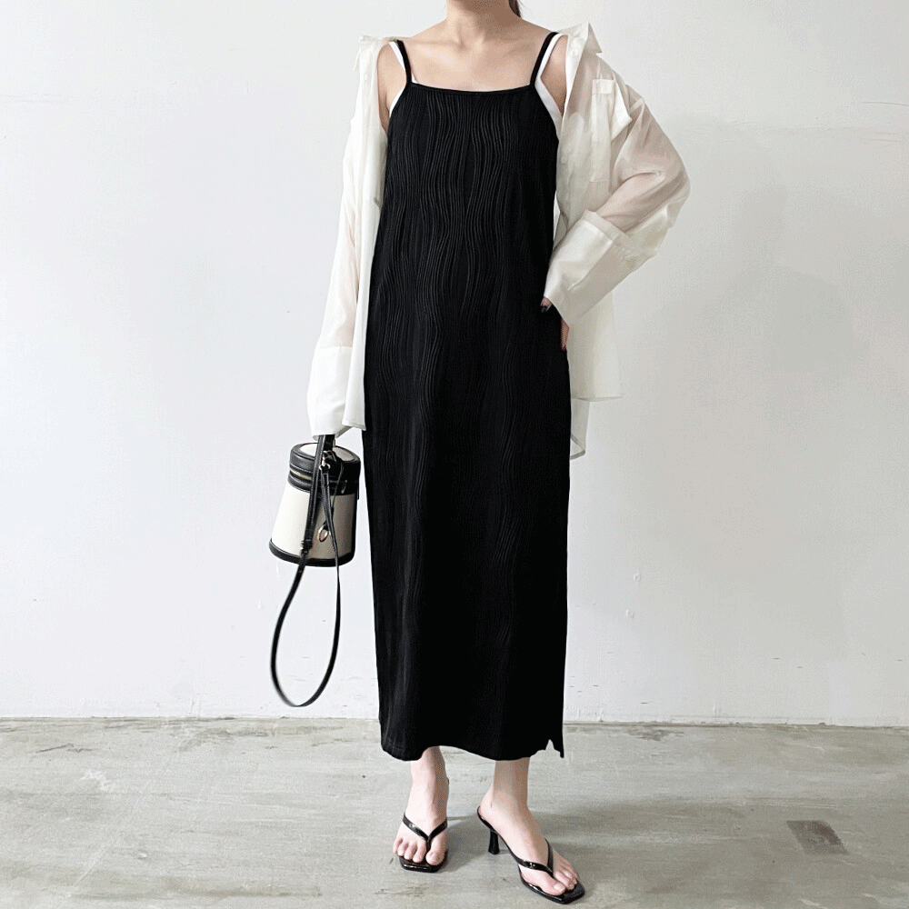 【7月上旬入荷予定】【期間限定値下げ】 【メール便対応】 サマーセール　『　インスタで大人気！　』 ウェーブパイピングキャミワンピース