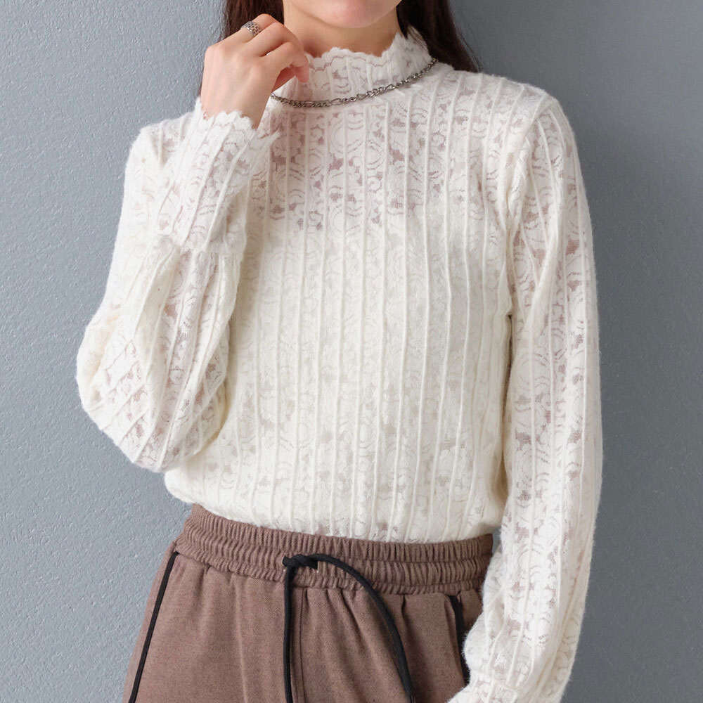 【11月中旬入荷予定】   オータムセール　『　インスタサブ垢で大人気！　』   レースハイネックトップス