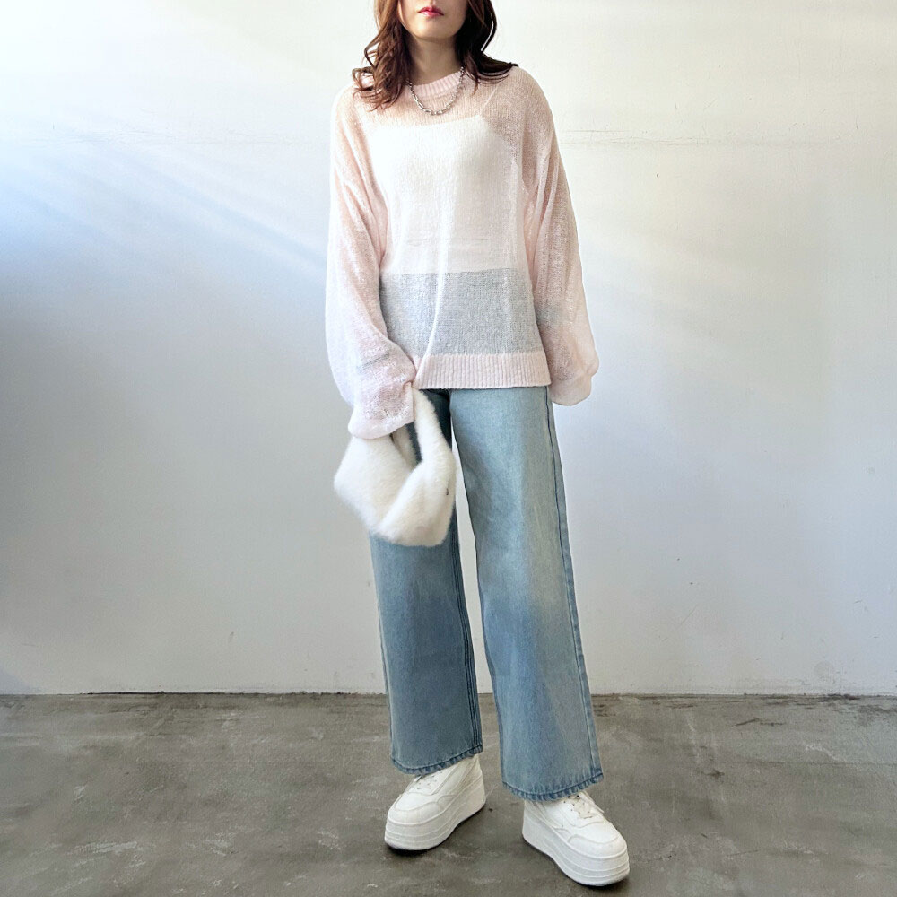 　『　インスタサブ垢で大人気！　』   モヘア透かし編みプルオーバー