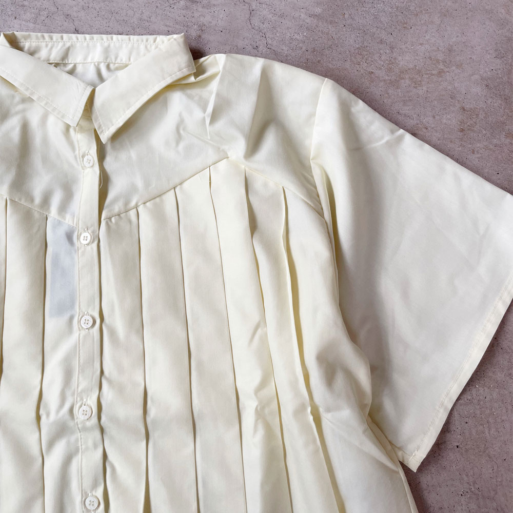 ラスト1着 【メール便対応】 春の早割り　『　インスタで大人気！　』ブロードプリーツブラウス