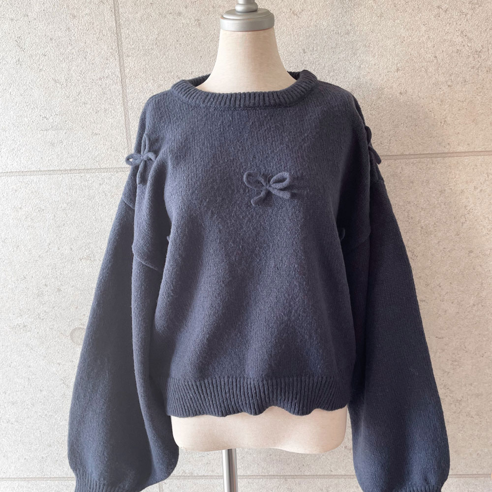 【重要/予約9月上旬入荷予定】 　過去最高記録更新！　『　インスタで1万2000いいねの大バズり！　』  ウールタッチリボン付きプルオーバー