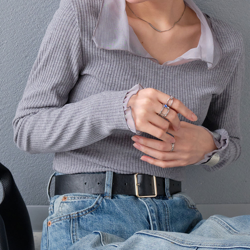 ラスト1着　春の早割り 【メール便対応】　【2026新作商品♪】レイヤード風シフォン切替カットリブトップス