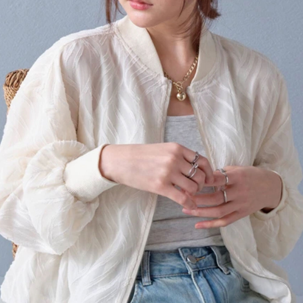 【3月上旬入荷予定】 【2026新作商品】バルーンヘムウェーブ柄シアーブルゾン