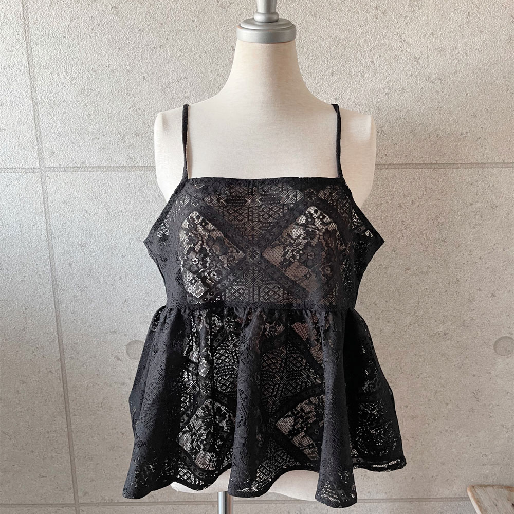 【3月中旬入荷予定】【メール便対応】   春の早割り　『　インスタサブ垢で大人気！　』   ブロックレースレースアップビスチェ