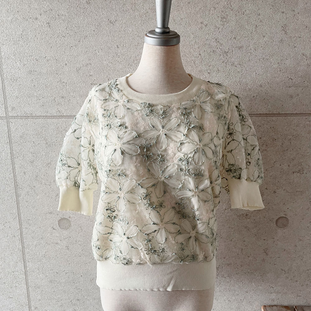 【4月下旬入荷予定】 春の早割り『　インスタサブ垢で大人気！　』　【メール便対応】【2026新作】エンブロイダリーフラワープルオーバー