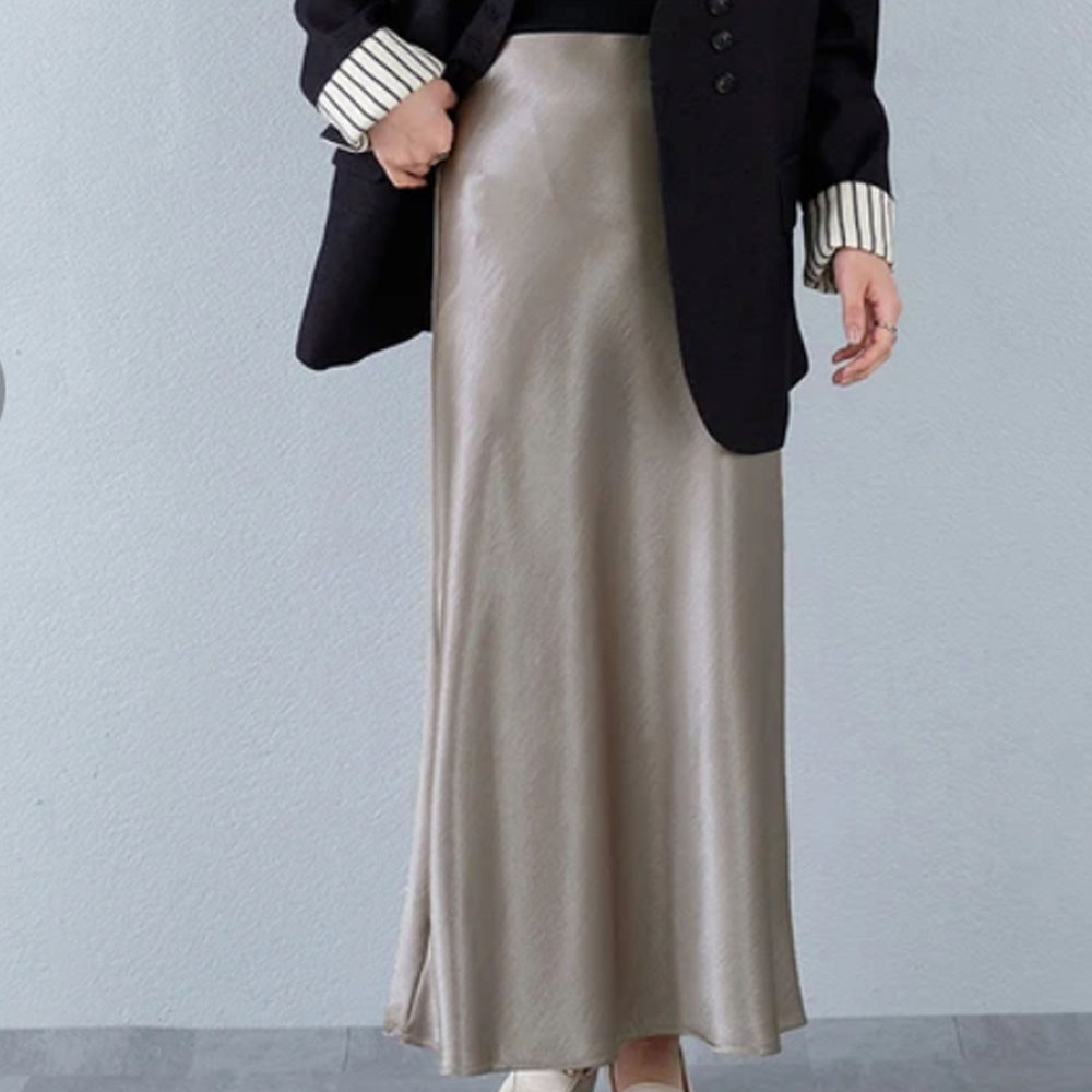 【3月中旬入荷予定】 春の早割り　【メール便対応】【2026新作】サテンマーメイドフレアスカート