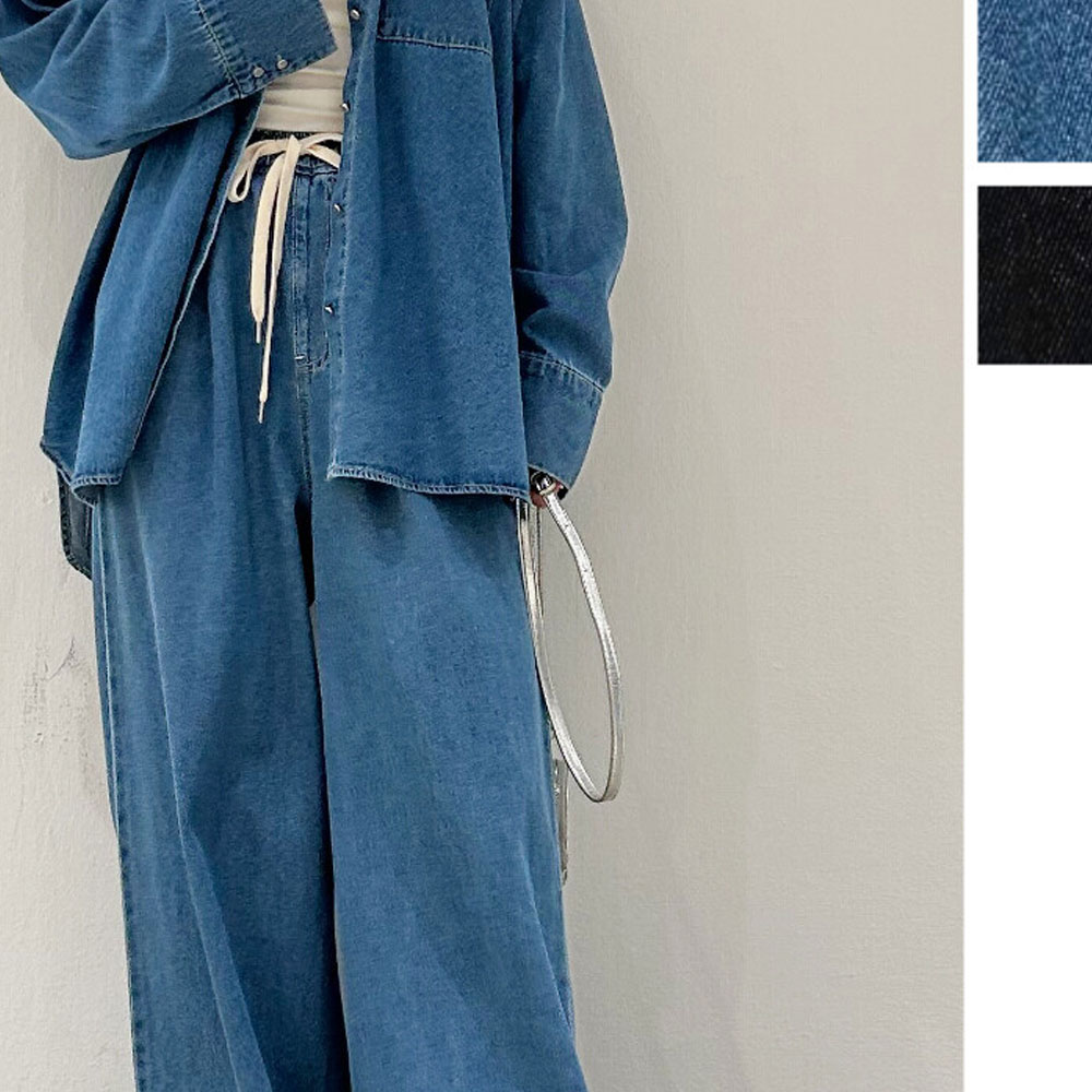 【予約5月中旬入荷予定】 春の早割り　『　インスタサブ垢で大人気！　』【2026新作】ライトオンスデニムひも付きルーズパンツ