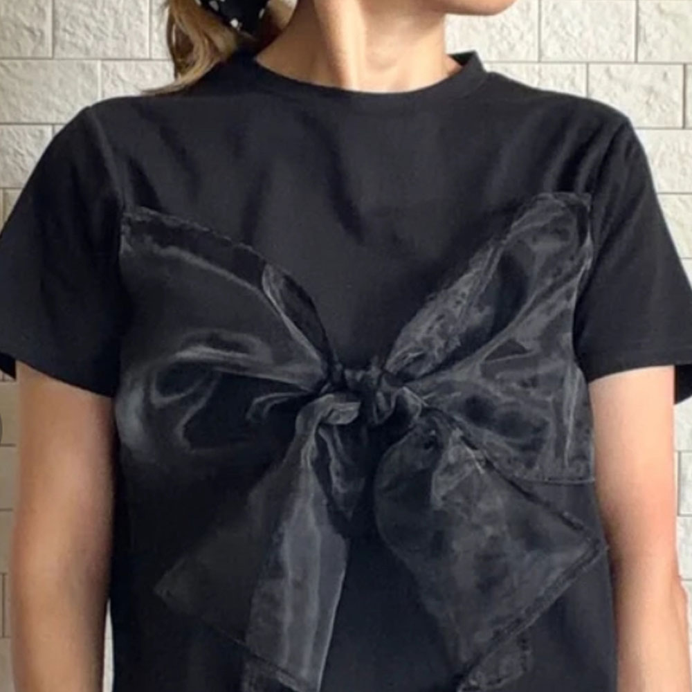 【7月下旬入荷予定】 夏の早割り【メール便対応】　 オーガンジーリボンTシャツ