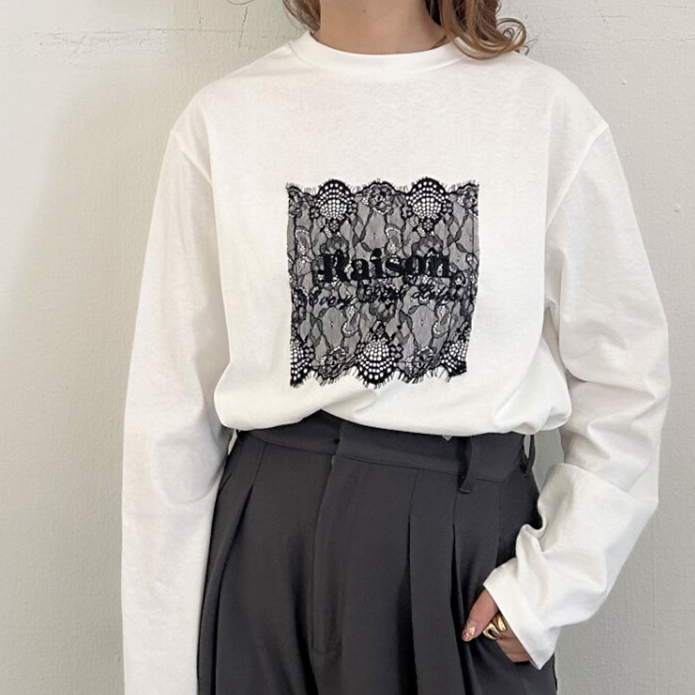 【7月下旬入荷予定】 夏の早割り【メール便対応】　【新作】レースロゴ刺繍ロンT