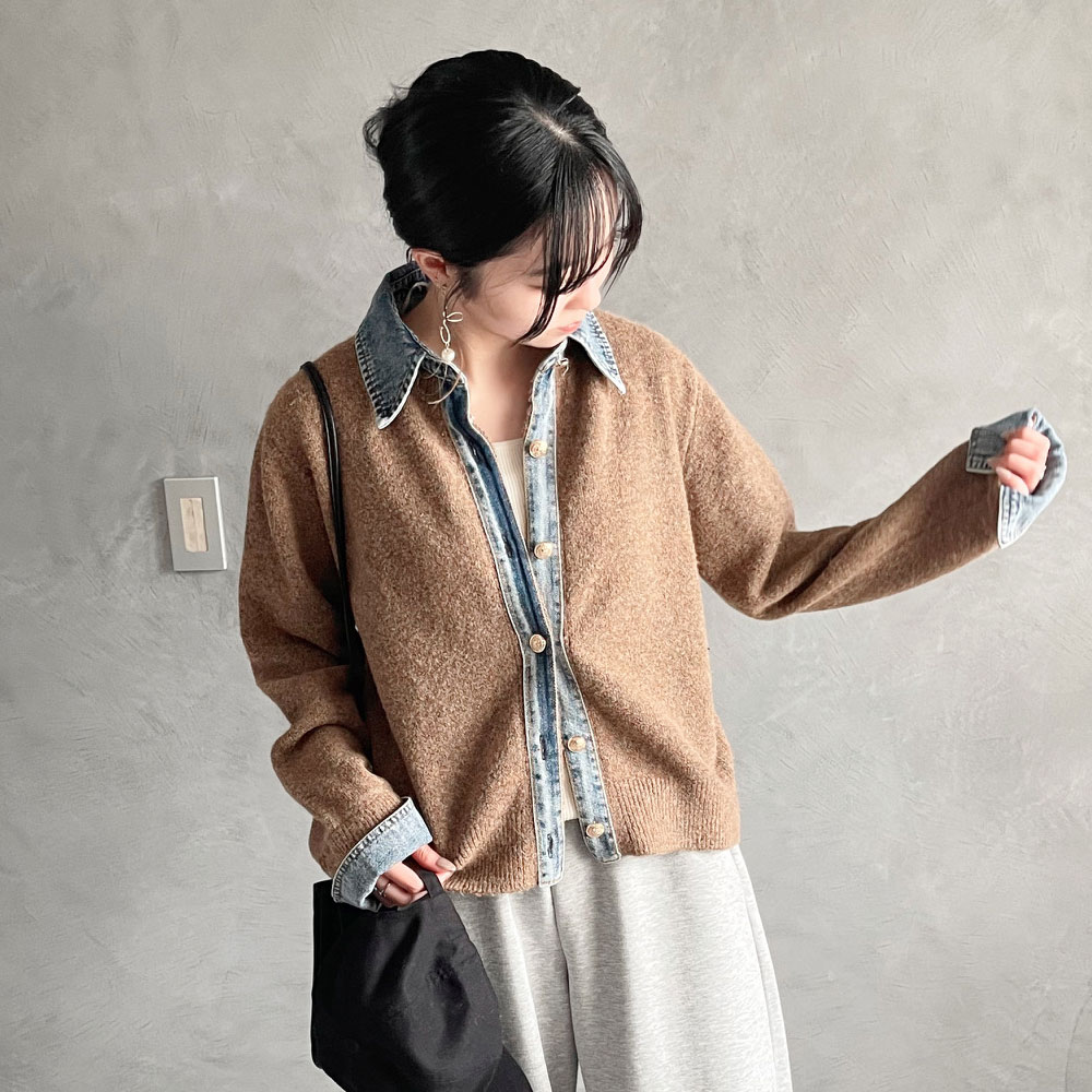 【3月上旬入荷予定】  【期間限定値下げ50%OFF】　【どこよりも安く欲しい方】  春の早割り　『　インスタサブ垢で大人気！　』 デニム切替カーディガン