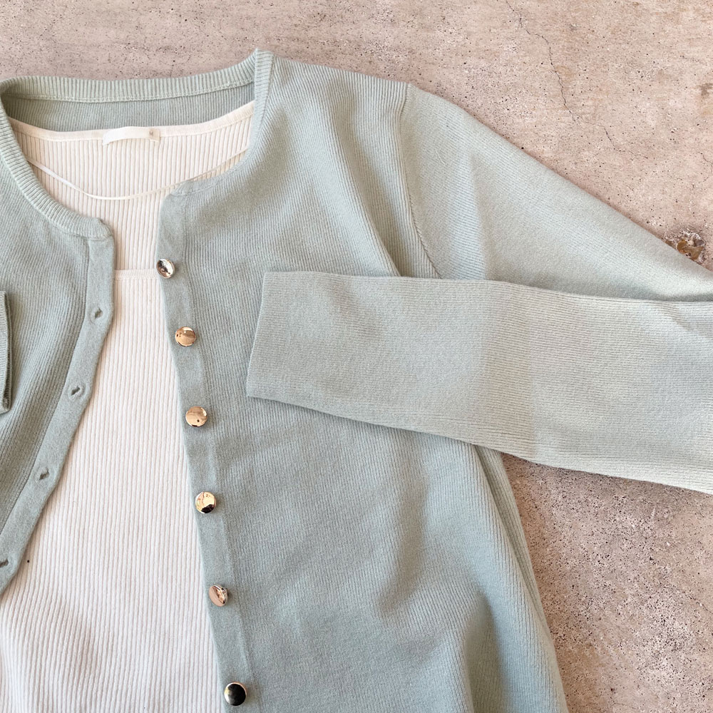 【3月上旬入荷予定】　春の早割り　【インスタリール動画あり】　【急上昇】　【メール便対応】　【2026新作】金ボタンラウンドネックニットカーディガン