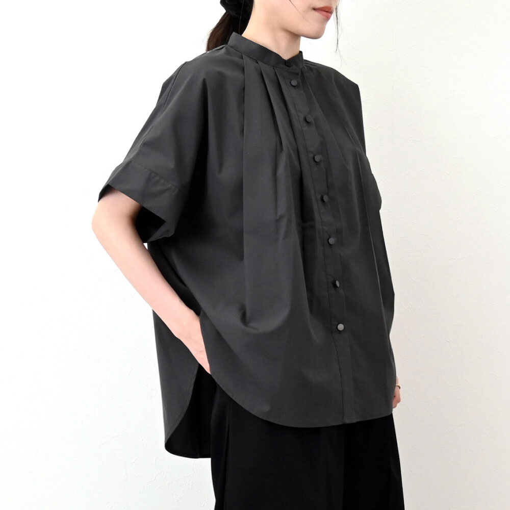 【4月下旬入荷予定】   春の早割り　『　インスタサブ垢で大人気！　』  ブロードタックドルマンブラウス（黒ボタン）