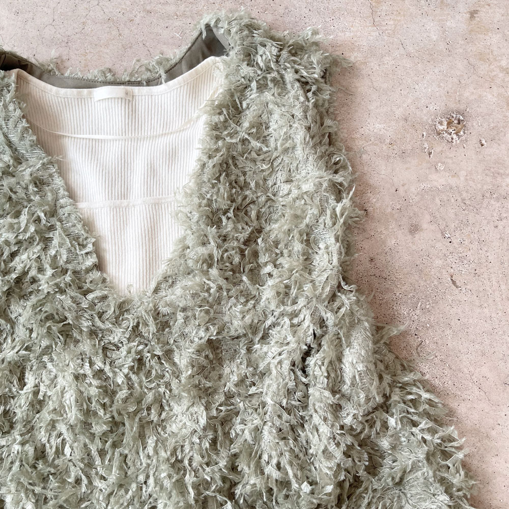 【5月上旬入荷予定】  春の早割り　『　インスタサブ垢で大人気！　』   ざっくり感がこなれ。トレンドのレイヤードもらくちん。フリンジ2ウェイベスト