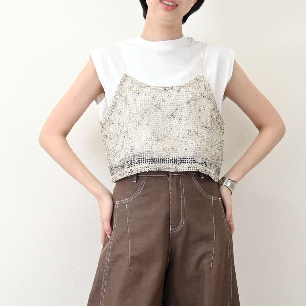 【5月中旬入荷予定】  春の早割り　『　インスタサブ垢で大人気！　』  ネップメッシュビスチェ