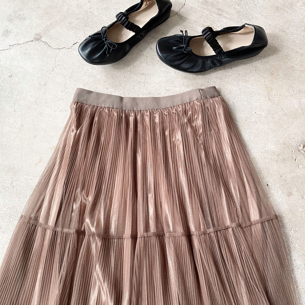 【4月下旬入荷予定】 春の早割り　【インスタサブ垢で大バズり！超貴重なアイテムを手にいよう！】　2WAY／3段チュール×ラメプリーツスカート