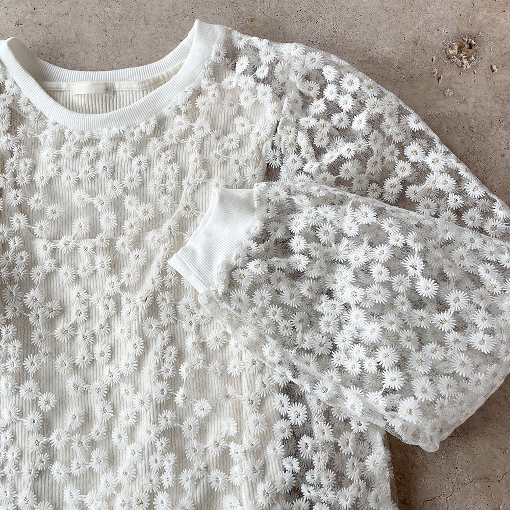 『　インスタサブ垢で大バズり！　』  フラワーレースシアープルオーバー