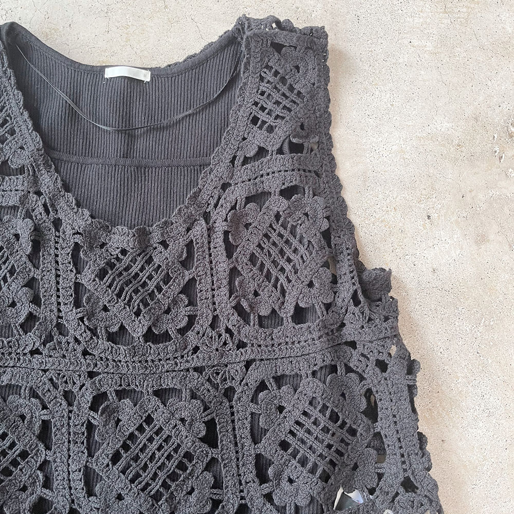 『　インスタサブ垢で大人気！　』   クロシェレースニットタンクトップ