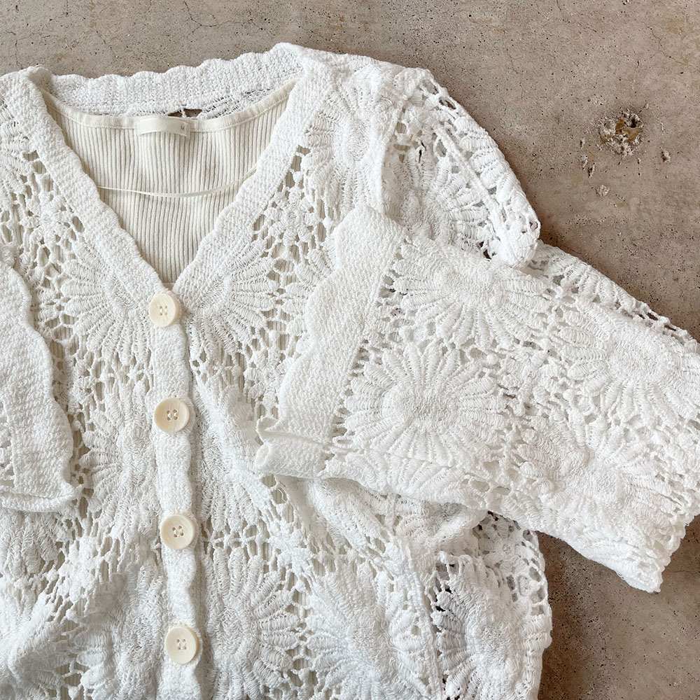 　『　インスタサブ垢で大バズり！　』　　インスタサブ垢でも人気の透かし編みカーディガン登場！品薄激レア！人気集中！