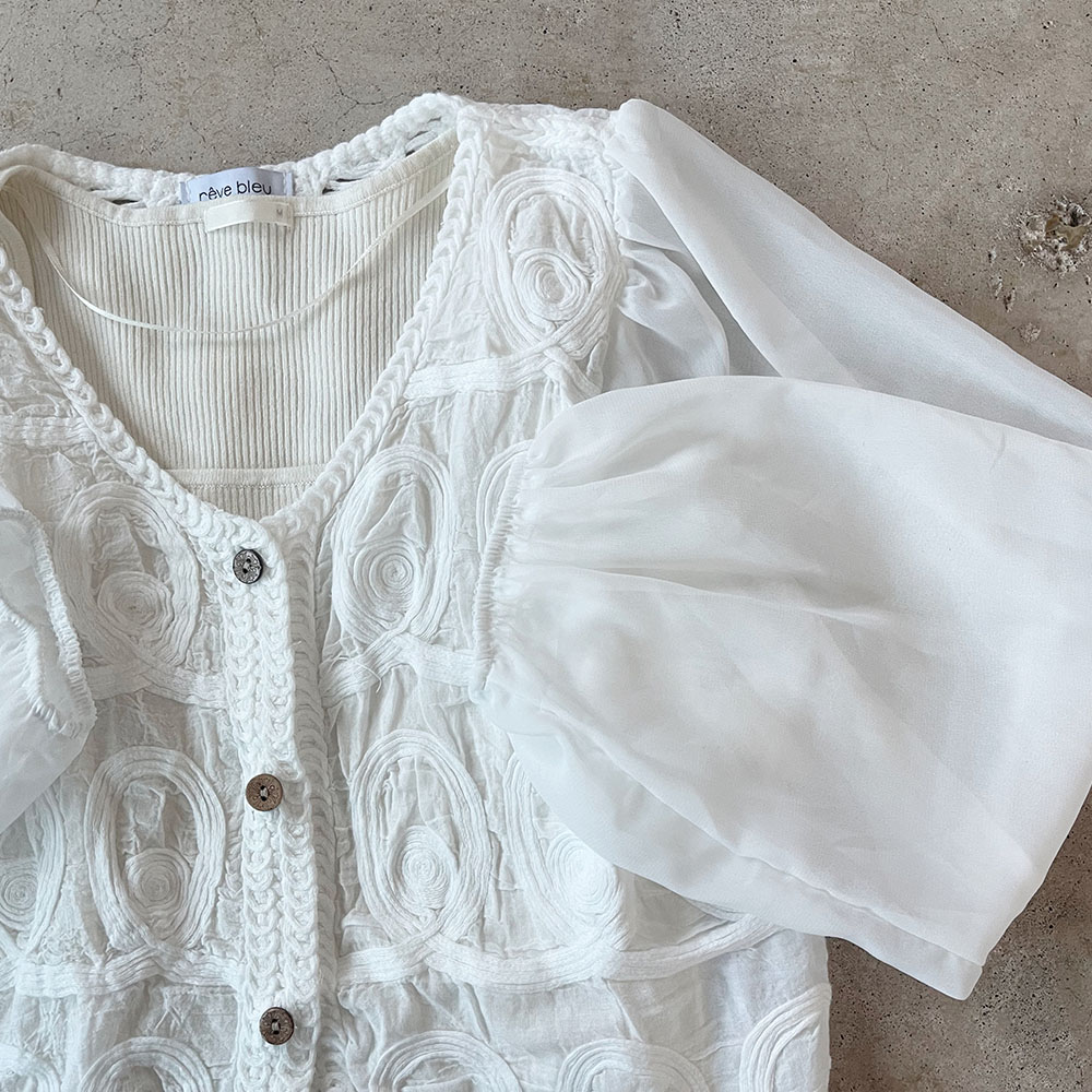 『　インスタサブ垢で大バズり！　』  シフォンスリーブレースカーディガン