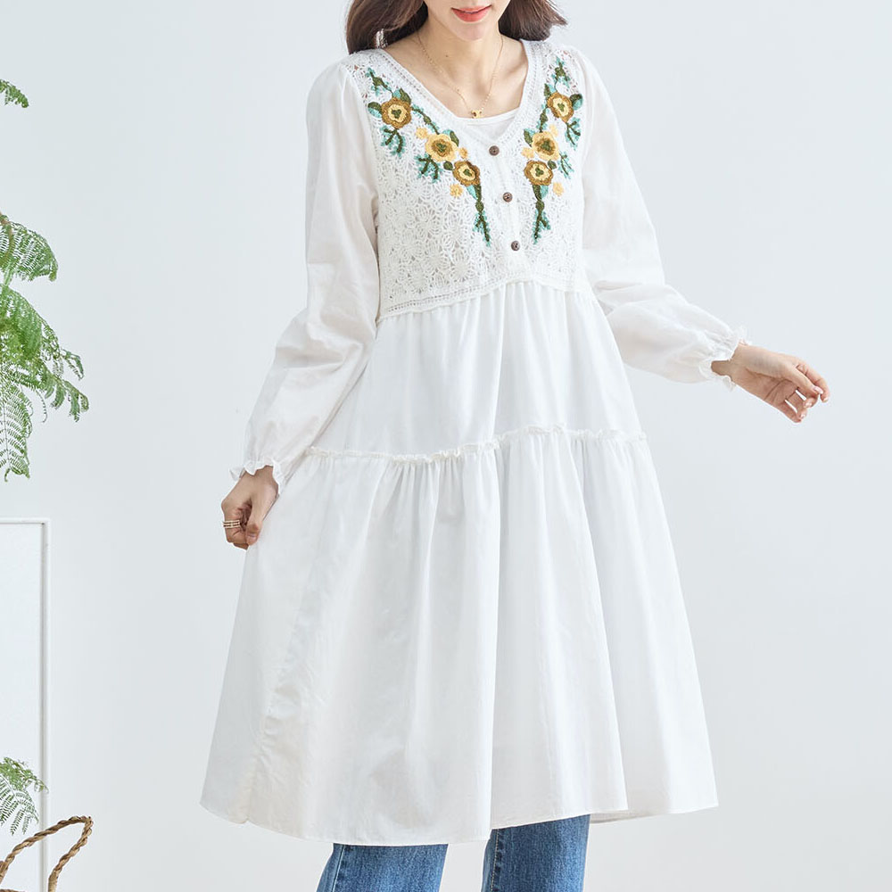 『　インスタサブ垢で大バズり！　』    クロシェ編みドッキングワンピース