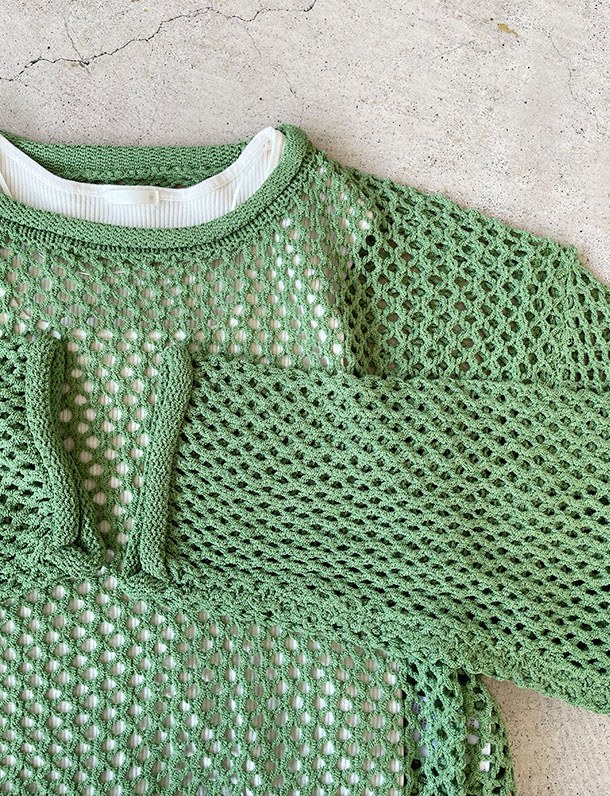 【重要/予約４月下旬入荷予定/着日指定不可】★春トク★ 『　昨年バズったメッシュニットが登場！在庫品薄激レアアイテムを見逃すな！　』　定番人気のメッシュ編み！レイヤードが映える透かし編みショート丈プルオーバー