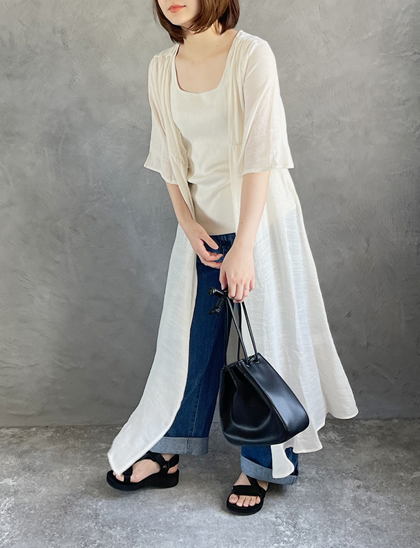 【人気の為品薄】★夏トク★『　夏も涼しく着回せるガウンワンピ登場！もう品薄激レア！　』スラブガーゼギャザーガウンワンピ