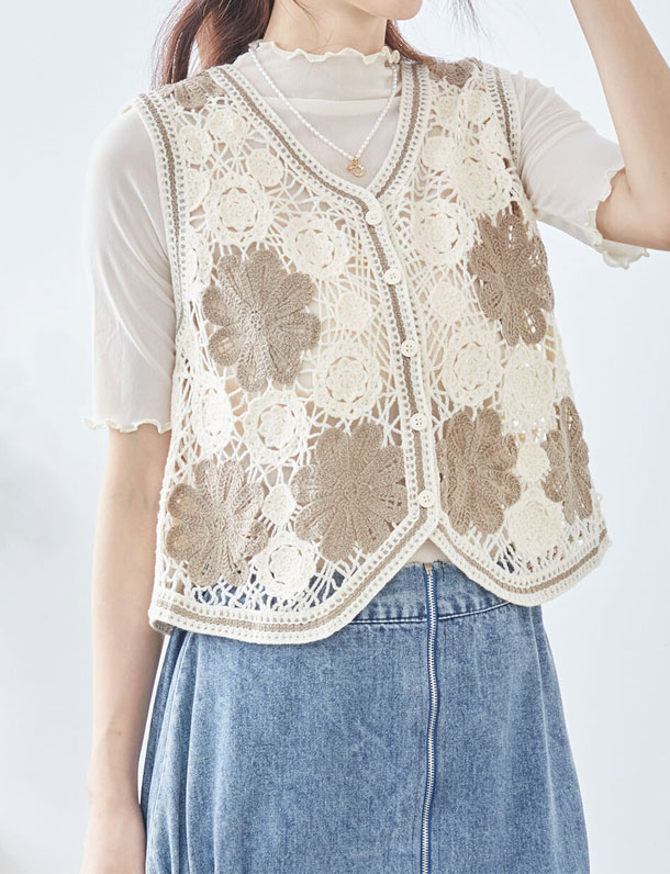 Le-Fluyフラワー刺繍 ベスト インスタで大バズり中のフラワー刺繍ベストの最新版が登場！入荷待ち