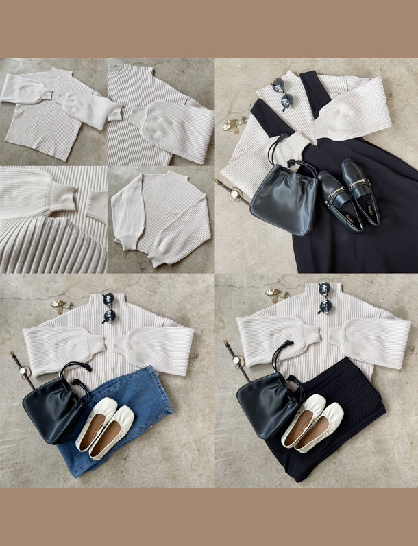 インスタサブ垢で大バズり！ 』 ぽわん袖もちもちリブニット