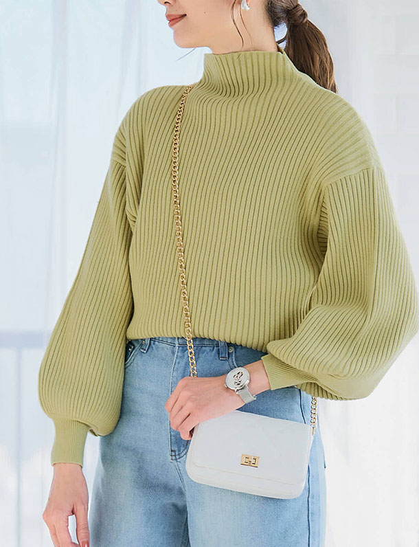 インスタサブ垢で大バズり！ 』 ぽわん袖もちもちリブニット