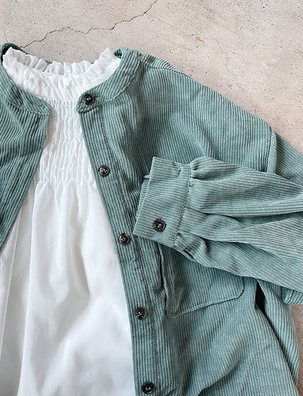 CAMBIO コーデュロイ ノーカラーシャツ CAMBIO コーデュロイ ノー