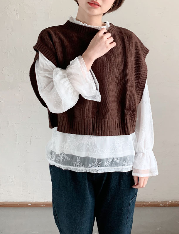 超可愛い 鹿の子編みの風合いがお洋服好きさんにたまらない バルキー鹿の子編みショートトップス