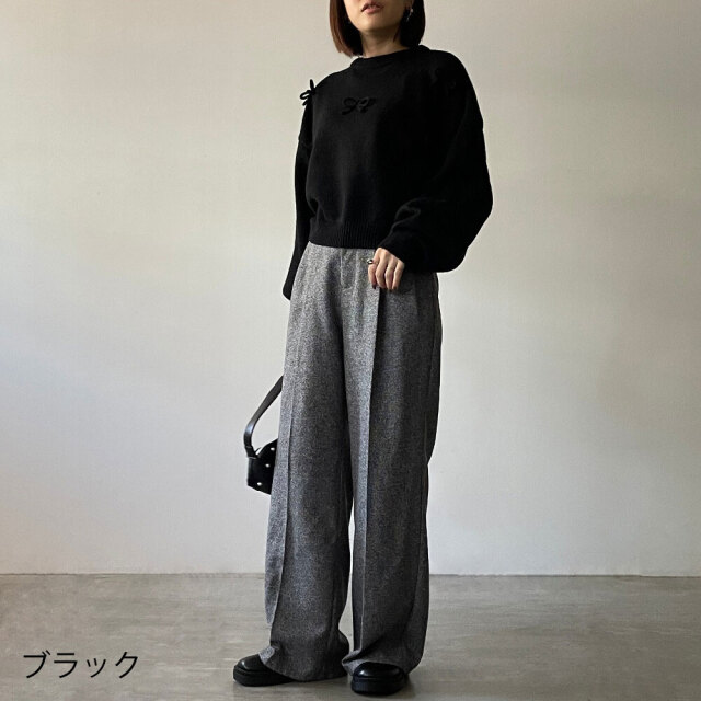 ウールタッチリボン付きプルオーバー