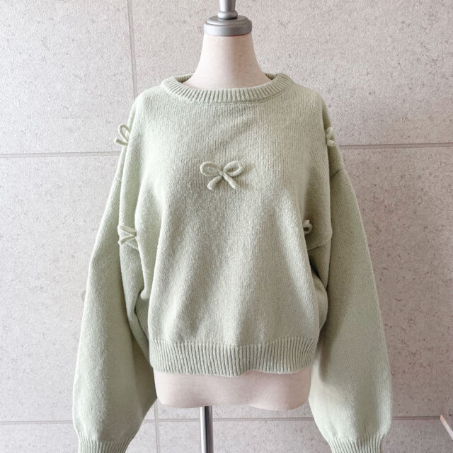ウールタッチリボン付きプルオーバー
