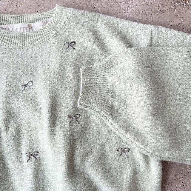 冬服50％off　　『　インスタサブ垢で大人気！　』　アルパカタッチスパンコールクロップドニットプルオーバー