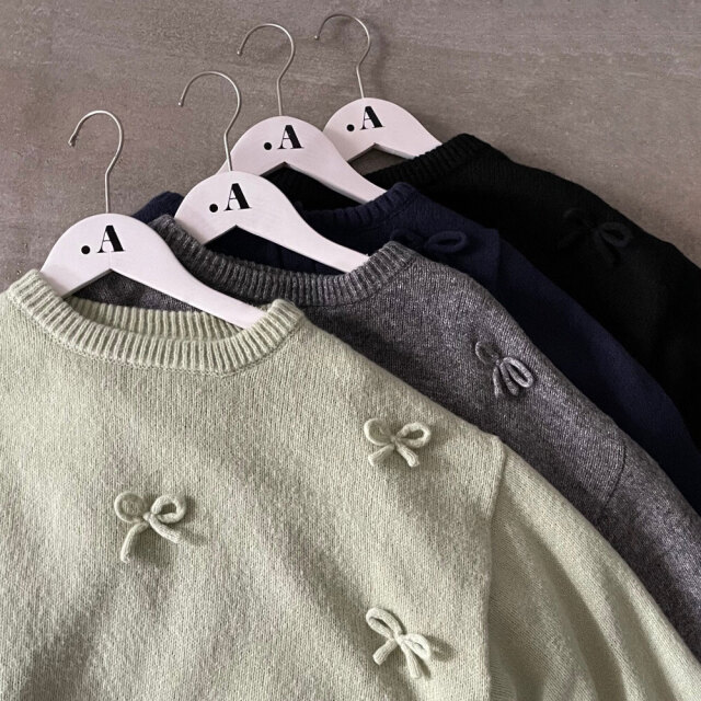 ウールタッチリボン付きプルオーバー