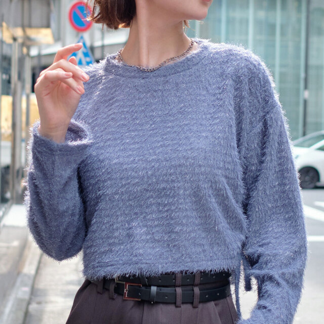 冬服50％off『　インスタサブ垢で大人気！　』  サイドドロストシャギーニットトップス