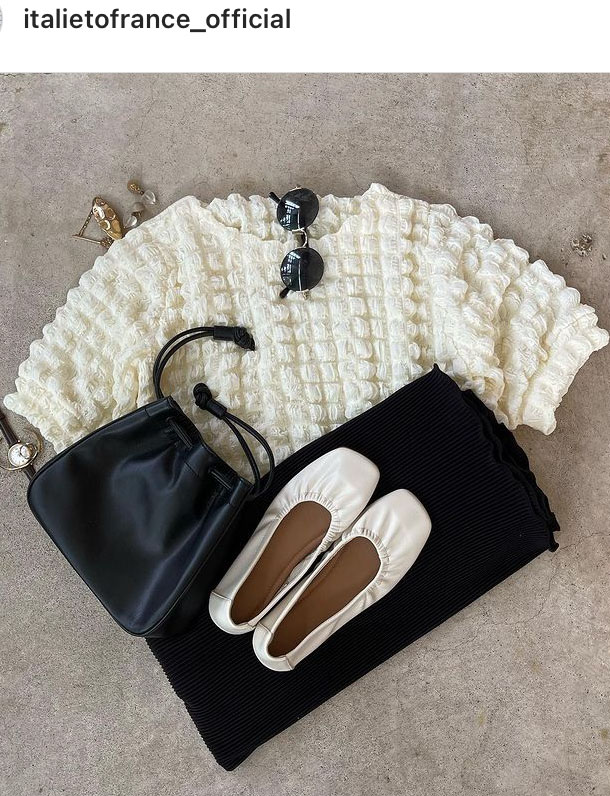 ポコポコの立体感が可愛すぎる！1枚で存在感アリ！5分袖クロップド丈ポップコーンブラウス