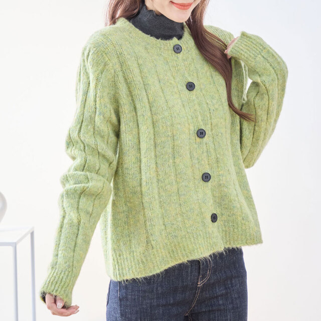 冬服50％off　『　インスタサブ垢で大人気！　』　ノーカラーニットカーディガン
