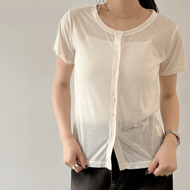 【7月上旬入荷予定】 【メール便対応】 サマーセール　『　インスタで大人気！　』　シアー天竺半袖カーディガン