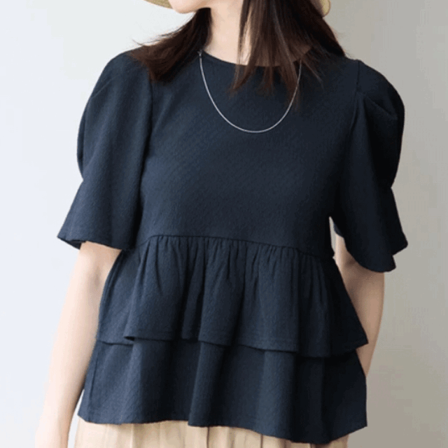 【7月上旬入荷予定】 【メール便対応】 サマーセール　『　インスタで大人気！　』　パフスリーブティアードブラウス/前後2WAY