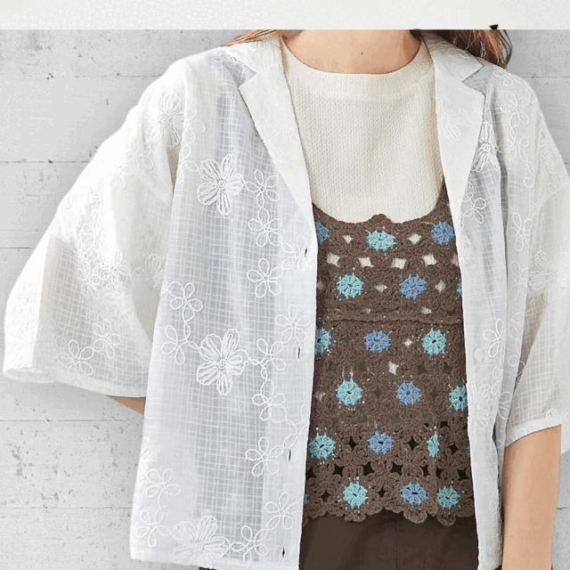 【7月上旬入荷予定】 【メール便対応】 サマーセール　『　インスタで大人気！　』　花柄刺繡開襟シャツ