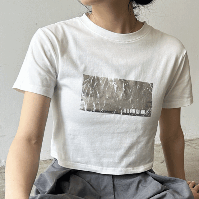 【7月上旬入荷予定】【期間限定値下げ】 【メール便対応】 サマーセール　『　インスタで大人気！　』　ベア天竺シルバー箔プリントショート丈Tシャツ