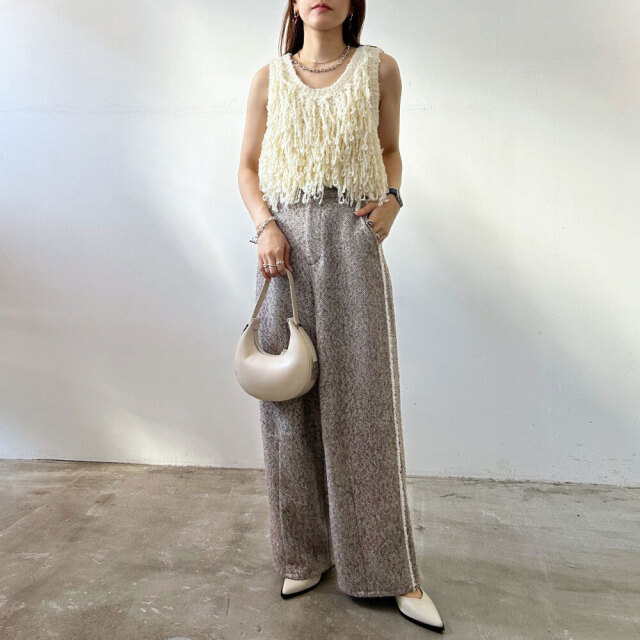 anuke フリンジニットビスチェ　グレー キャミソール ループフリンジニットビスチェ : ZOZOTOWN Yahoo