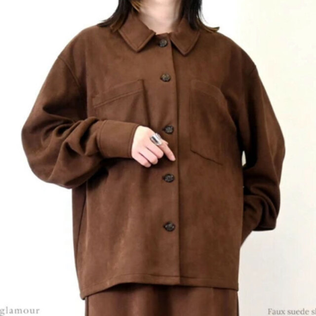 クリスマスセール【12月上旬入荷予定】 　『　インスタで大人気！　』　フェイクスウェード　シャツジャケット