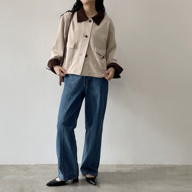 フェイクスエードショートカバーオール